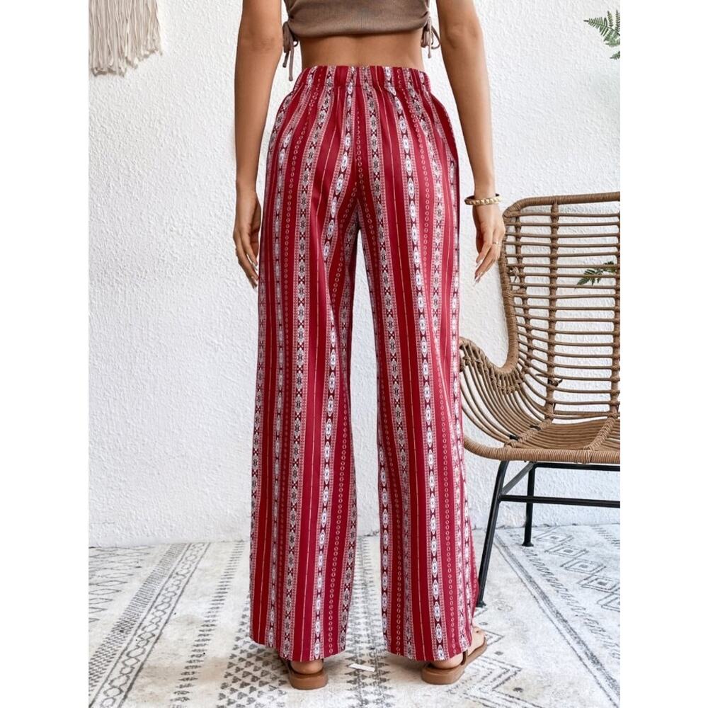Shein Flowy Straight Leg Pants Medium Boho Bohemian Resort Wear - Picture 3 of 9